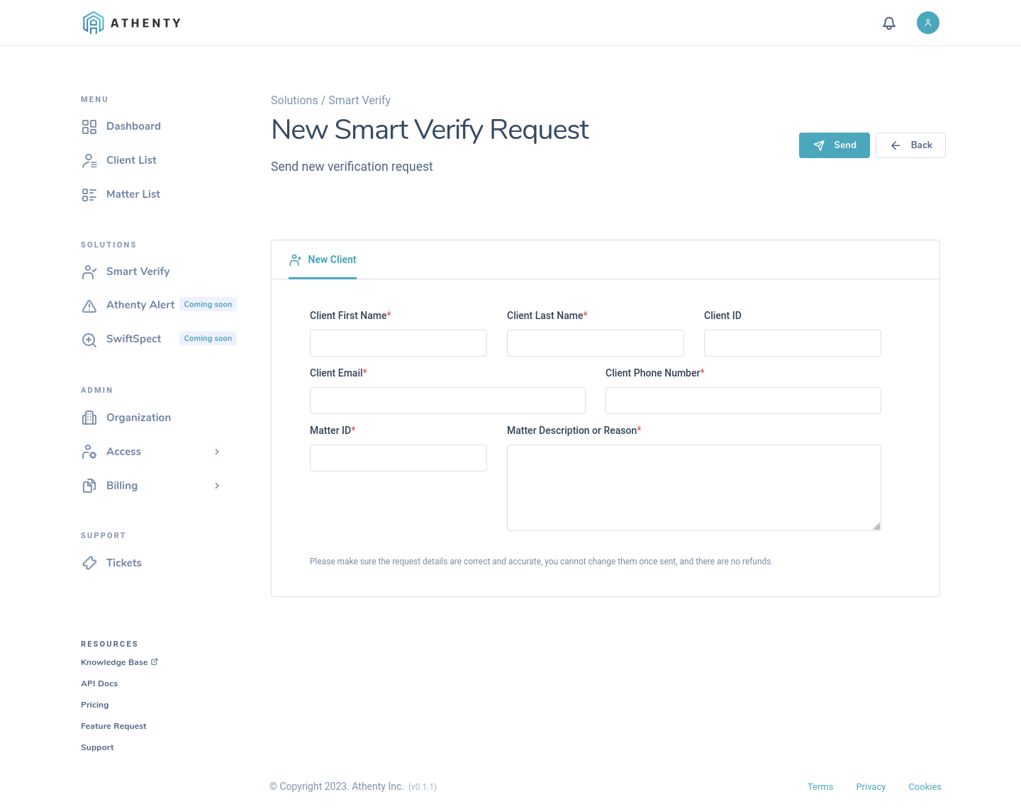 New Smart Verify Request